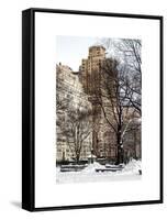 View of Buildings along Central Park Snow-Philippe Hugonnard-Framed Stretched Canvas