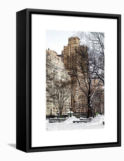 View of Buildings along Central Park Snow-Philippe Hugonnard-Framed Stretched Canvas