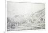 View of Buildings in a Walled Enclosure with Mountains in the Background (Graphite on White Wove Pa-Charles Francois Daubigny-Framed Giclee Print