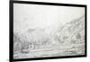 View of Buildings in a Walled Enclosure with Mountains in the Background (Graphite on White Wove Pa-Charles Francois Daubigny-Framed Giclee Print
