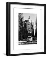 View of Buildings in Manhattan in the Snow with NYPD Car-Philippe Hugonnard-Framed Art Print