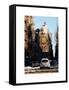 View of Buildings in Manhattan in the Snow with NYPD Car-Philippe Hugonnard-Framed Stretched Canvas