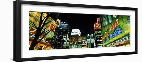 View of Buildings Lit Up at Night, Shinjuku Ward, Tokyo Prefecture, Kanto Region, Japan-null-Framed Photographic Print