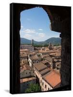 View of Buildings Through Window on Upper Level of Torre Guinigi, Lucca, Tuscany, Italy-null-Framed Stretched Canvas