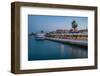 View of cafe and restaurant at the harbour at dusk, Lixouri, Kefalonia, Ionian Islands-Frank Fell-Framed Photographic Print