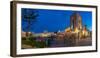 View of cafe and restaurant in Eleftherias Central Square in Kos Town at dusk, Kos, Dodecanese-Frank Fell-Framed Photographic Print