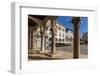 View of cafes from arches of the Town Hall in Forum Square, Pula, Istria County, Croatia-Frank Fell-Framed Photographic Print