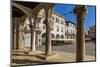 View of cafes from arches of the Town Hall in Forum Square, Pula, Istria County, Croatia-Frank Fell-Mounted Photographic Print