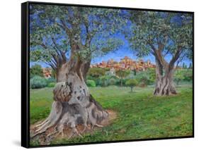 View of Cagnes Sur Mer from Renoir's garden, 2017-Trevor Neal-Framed Stretched Canvas