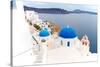 View of Caldera with Blue Domes, Santorini-neirfy-Stretched Canvas