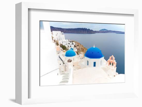 View of Caldera with Blue Domes, Santorini-neirfy-Framed Photographic Print