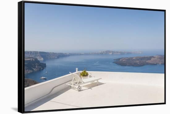 View of Caldera with Nea Kameni Volcano from Imerovigli-Guido Cozzi-Framed Stretched Canvas