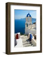 View of Caldera with Stairs and Belfry, Santorini-neirfy-Framed Photographic Print