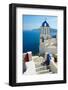 View of Caldera with Stairs and Belfry, Santorini-neirfy-Framed Photographic Print