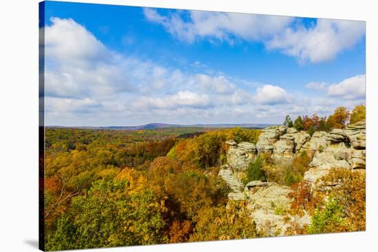 View of Camel Rock and forest, Garden of the Gods Recreation Area, Shawnee National Forest, Illi...-Panoramic Images-Stretched Canvas