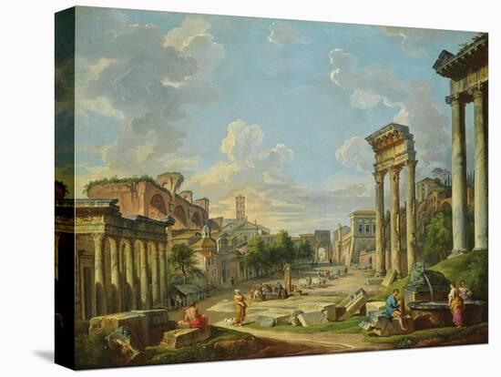 View of Campo Vaccino in Rome, 1740-Giovanni Paolo Pannini-Stretched Canvas