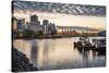 View of Canada Place and urban office buildings at sunset from CRAB Park, Vancouver, British Columb-Frank Fell-Stretched Canvas