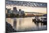 View of Canada Place and urban office buildings at sunset from CRAB Park, Vancouver, British Columb-Frank Fell-Mounted Photographic Print