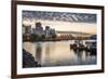 View of Canada Place and urban office buildings at sunset from CRAB Park, Vancouver, British Columb-Frank Fell-Framed Photographic Print