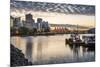 View of Canada Place and urban office buildings at sunset from CRAB Park, Vancouver, British Columb-Frank Fell-Mounted Photographic Print