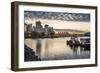 View of Canada Place and urban office buildings at sunset from CRAB Park, Vancouver, British Columb-Frank Fell-Framed Photographic Print