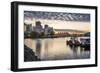 View of Canada Place and urban office buildings at sunset from CRAB Park, Vancouver, British Columb-Frank Fell-Framed Photographic Print