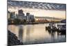 View of Canada Place and urban office buildings at sunset from CRAB Park, Vancouver, British Columb-Frank Fell-Mounted Photographic Print