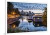 View of Canada Place and Vancouver Lookout Tower at sunset from CRAB Park, Vancouver, British Colum-Frank Fell-Framed Photographic Print