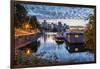 View of Canada Place and Vancouver Lookout Tower at sunset from CRAB Park, Vancouver, British Colum-Frank Fell-Framed Photographic Print