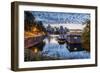 View of Canada Place and Vancouver Lookout Tower at sunset from CRAB Park, Vancouver, British Colum-Frank Fell-Framed Photographic Print