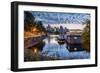 View of Canada Place and Vancouver Lookout Tower at sunset from CRAB Park, Vancouver, British Colum-Frank Fell-Framed Photographic Print