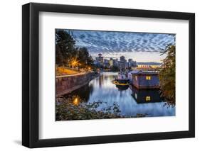 View of Canada Place and Vancouver Lookout Tower at sunset from CRAB Park, Vancouver, British Colum-Frank Fell-Framed Photographic Print