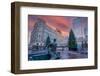 View of Canary Wharf tall buildings at Christmas, Docklands, London-Frank Fell-Framed Photographic Print