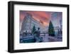 View of Canary Wharf tall buildings at Christmas, Docklands, London-Frank Fell-Framed Photographic Print