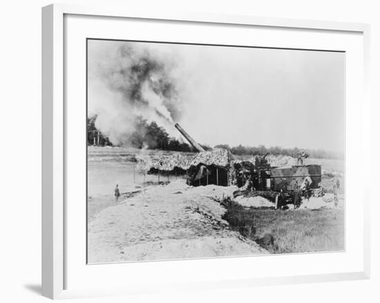 View of Cannon Firing during World War I-null-Framed Photographic Print