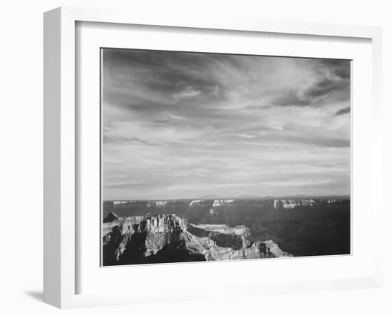 View Of Canyon In Fgnd Horizon Mts & Clouded Sky From North Rim 1941, Grand Canyon NP, Arizona 1941-Ansel Adams-Framed Art Print