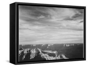 View Of Canyon In Fgnd Horizon Mts & Clouded Sky From North Rim 1941, Grand Canyon NP, Arizona 1941-Ansel Adams-Framed Stretched Canvas