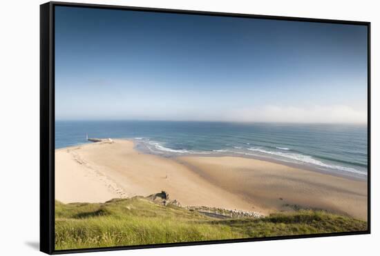 View of Cap De Carteret Beach, Barneville-Carteret, Normandy, France-Walter Bibikow-Framed Stretched Canvas