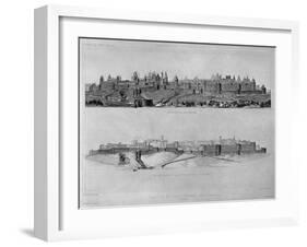 View of Carcassonne from the West Side, State of the Fortifications and the City in 1853-Eugène Viollet-le-Duc-Framed Giclee Print