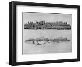 View of Carcassonne from the West Side, State of the Fortifications and the City in 1853-Eugène Viollet-le-Duc-Framed Premium Giclee Print