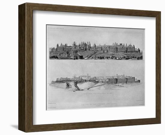 View of Carcassonne from the West Side, State of the Fortifications and the City in 1853-Eugène Viollet-le-Duc-Framed Giclee Print