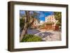 View of carousel and fountain on Piazza Matteotti on sunny day in Olbia, Olbia, Sardinia-Frank Fell-Framed Photographic Print