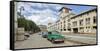 View of cars on a street, Calle San Pedro y Av. del Puerto, Havana, Cuba-null-Framed Stretched Canvas