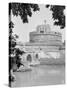 View of Castel Sant' Angelo at Saint Hadrian's Tomb beyond Trees-Philip Gendreau-Stretched Canvas