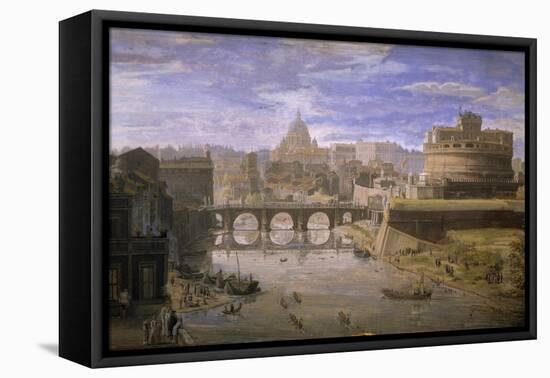 View of Castel Sant'Angelo in Rome-Gaspar van Wittel-Framed Stretched Canvas