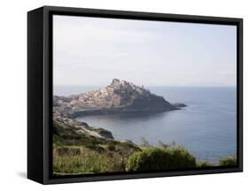 View of Castelsardo in Background and the Coast of Sardinia, Italy, Mediterranean, Europe-Oliviero Olivieri-Framed Stretched Canvas
