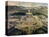 View of Castle and Gardens of Versailles, from Avenue De Paris in 1668-Pierre Patel-Stretched Canvas