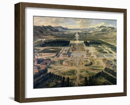 View of Castle and Gardens of Versailles, from Avenue De Paris in 1668-Pierre Patel-Framed Art Print