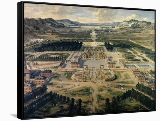 View of Castle and Gardens of Versailles, from Avenue De Paris in 1668-Pierre Patel-Framed Stretched Canvas