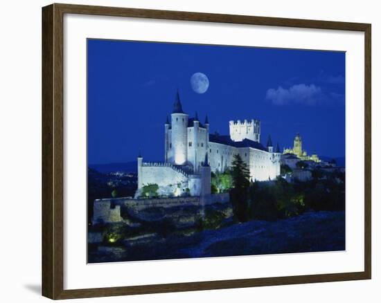 View of Castle Illuminated, Segovia, Spain, Europe-null-Framed Photographic Print